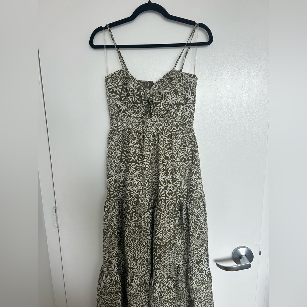 Trixxi Olive and Cream Floral Midi Dress